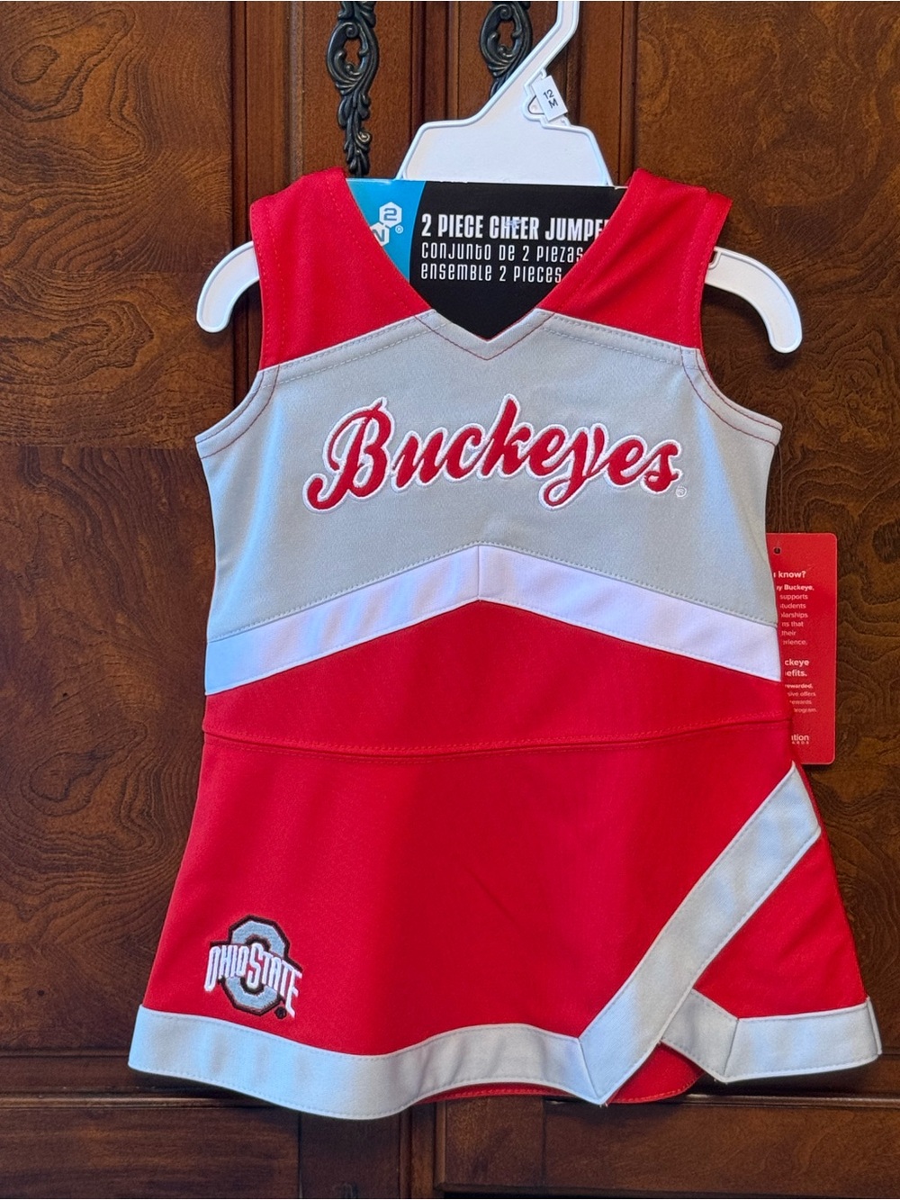 Ohio State Buckeyes Red & Gray Girls Cheer 2-piece Jumper, NWT